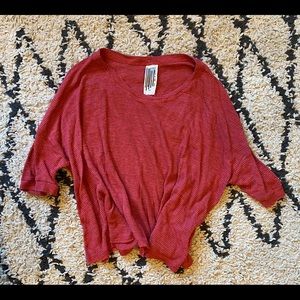 Free people open back flowy waffle shirt